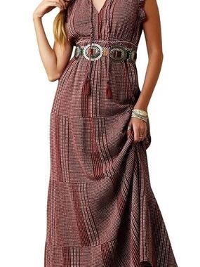ARIAT Boho Red Patterned Maxi Dress